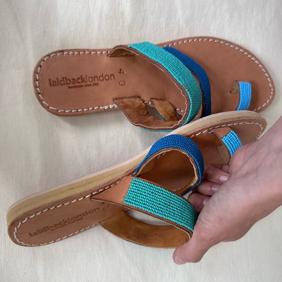 Laidback London Kai Lp Leather Sandal Aqua - Picture 5 of 6